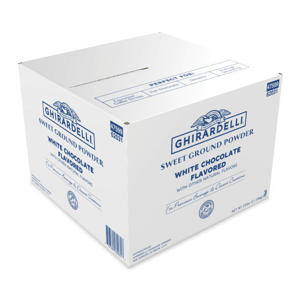 Ghirardelli Sweet Ground White Chocolate Flavored Powder 25 LB Box